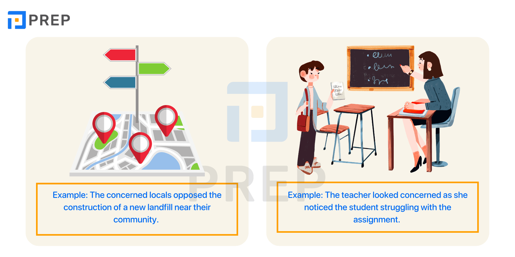 Words and phrases associated with Concerned in English
