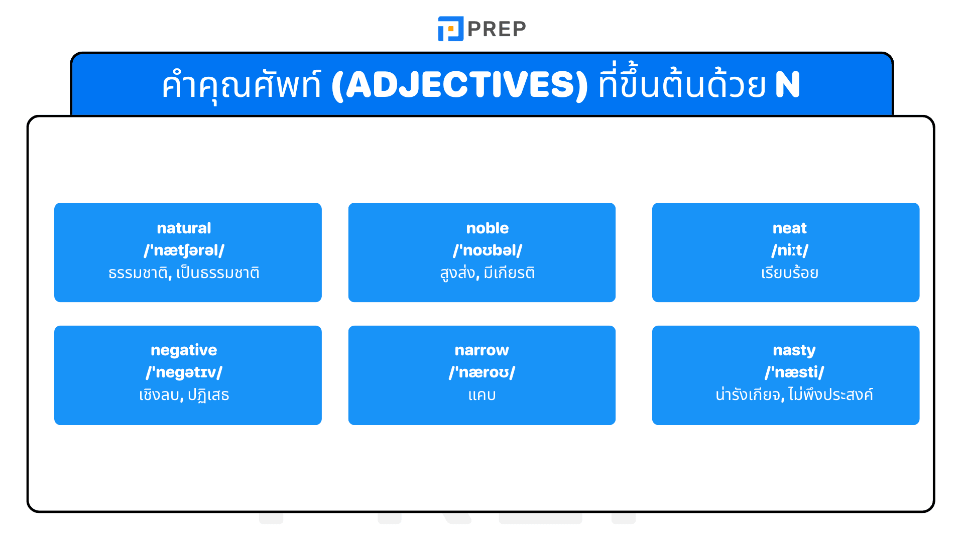 คำศัพท์ภาษาอังกฤษที่ขึ้นต้นด้วย N พร้อมความหมายและตัวอย่าง
