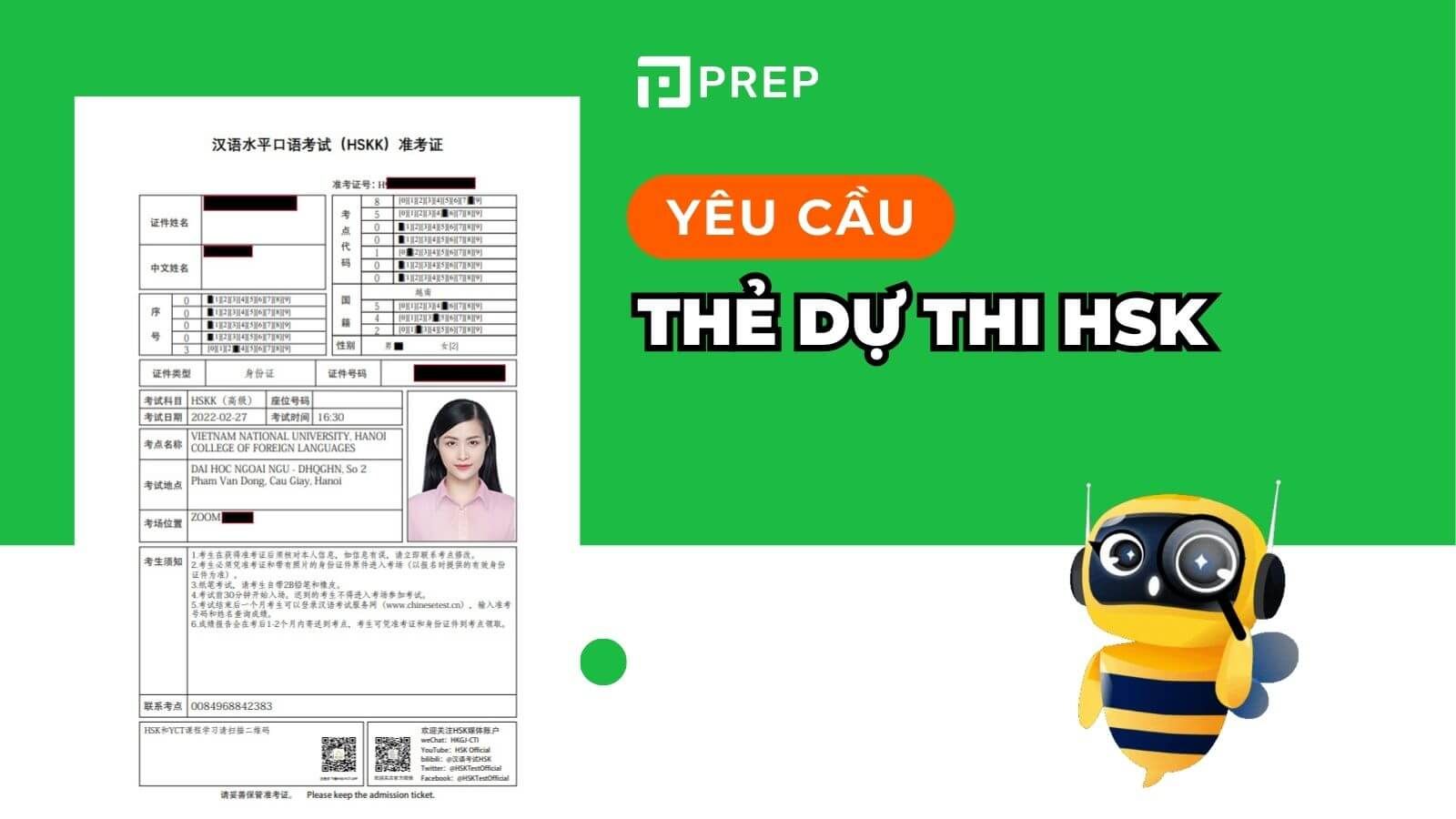 Một số yêu cầu tự in thẻ dự thi HSK