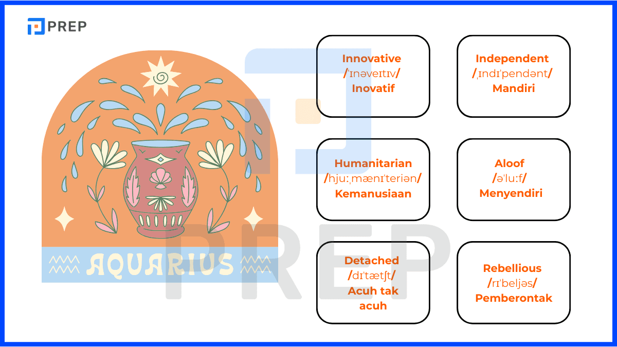 Kosakata bahasa Inggris yang terkait dengan zodiak Aquarius