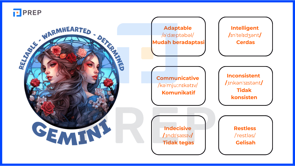 Kosakata bahasa Inggris yang terkait dengan zodiak Gemini